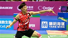 ▲台北羽球公開賽男子單打決賽，台灣選手林俊易。（圖／記者劉彥池攝影）