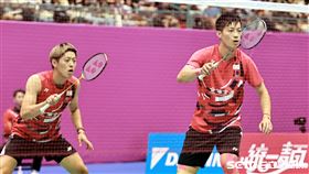 ▲台北羽球公開賽男子雙打決賽，台灣選手李哲輝、楊博軒。（圖／記者劉彥池攝影）