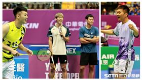 ▲李洋引退儀式，和昔日搭檔王齊麟（左起）、李哲輝和江聿偉對打。（圖／記者劉彥池攝影）