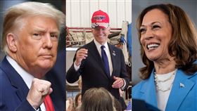 川普、拜登、賀錦麗。（圖／翻攝自臉書、川普戰情室X） 