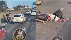 重機逼車轎車急煞飆罵　下1秒遭後車爆頭（圖／翻攝Ｘ）