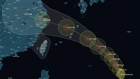 「台灣颱風論壇｜天氣特急」表示，貝碧佳颱風強度逐漸增強，在太平洋高壓導引下持續朝西北前進，路徑變數稍稍降低。（圖／翻攝自台灣颱風論壇）