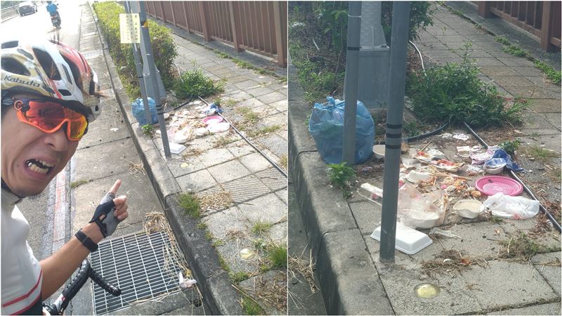 公車站垃圾廚餘散一地　在台日人看傻了