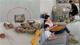 月餅逕自引爆騰空竄煙，嚇壞一家三口。（圖／翻攝自YouTube）