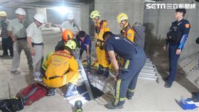 台中,北屯區,豪宅,建案,墜坑,意外,工安（圖／翻攝畫面）