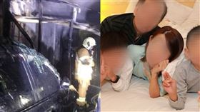 消防發現兄弟時「兩人軀體交疊」還被塑膠拉門重壓在樓梯口，更揭露房內僅用塑膠拉門隔間，火一來阻礙逃生，成了陰陽相隔。（圖／翻攝畫面）