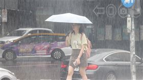 天氣不穩定　北市突下大雨（1）台北市14日天氣不穩定，接近中午時突然下起一陣大雨，中正區雨勢滂沱，民眾撐傘擋雨。中央社記者謝佳璋攝　113年9月14日