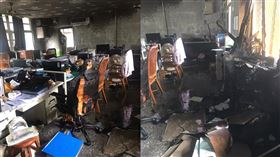 學務處被燒得面目全非，學生日誌文件全火化了。（圖／翻攝自林金源臉書）