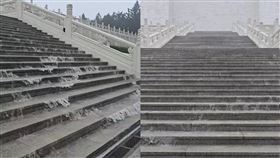 中正紀念堂「樓梯變瀑布」。（圖／Threads@jenoliao授權提供）