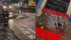 北市天母「路面隆起」超驚悚！積水狂灌大馬路　他嚇喊：快移車。（圖／翻攝自臉書Gangs of Tian Mu天母幫）