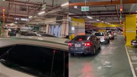 「義享天地」停車場雨天上演停車場大塞車。（圖／翻攝自Treads）