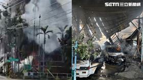 由於鐵皮屋位處樹林中，就怕火勢延燒，消防到場佈水線徒步拉進樹叢中灌救。（圖／翻攝畫面）