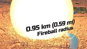 核彈炸倫敦模擬影片曝！轟出大火球「範圍內全蒸發」　估85萬人死亡（圖／翻攝自X＠MOSCOW）