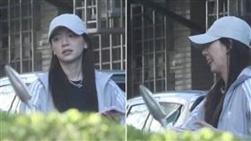本刊直擊郭雪芙離開她最愛的內湖早午餐店，不知為何突然俏皮吐舌。（圖／本刊攝影組）