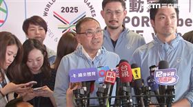 ▲新北市長侯友宜（左）、台北市長蔣萬安（右）出席雙北世界壯年運動會主視覺系統暨獎牌設計公開發表會前受訪