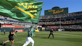 ▲運動家本季最後1次在奧克蘭出賽，吸引46889人進場。（圖／美聯社／達志影像）