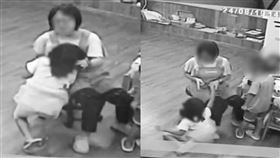 園方聲稱是吃蘋果怕噎到才會按摩，調監視器求真相，女童小身軀被大力撕扯，家屬看到心都碎了。（圖／翻攝畫面）
