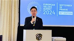 林飛帆赴捷克參加2024歐洲價值高峰會國安會副祕書長林飛帆25日赴捷克參加2024歐洲價值高峰會，與多國政要及學者會談，並討論台海議題。中央社記者劉郁葶布拉格攝  113年9月26日