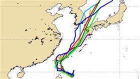 全球7個AI模式預估山陀兒颱風路徑
（圖／翻攝自觀氣象看天氣）
