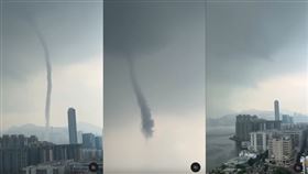 香港維多利亞港驚現「水龍捲」。（圖／翻攝自Threads）
