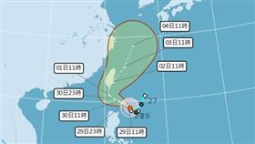 山陀兒最新路徑預測。（圖／氣象署）
