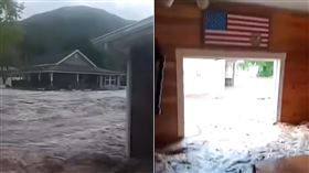 海倫颶風釀64死！水壩瀕潰堤…民眾拍下「水灌家中」嚇壞（圖／翻攝自Jeffrey Fuller臉書）