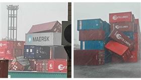 高雄港貨櫃,貨櫃倒
（圖／翻攝自記者爆料網）