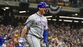 ▲阿羅索（Pete Alonso）9局上炸裂逆轉3分砲，大都會晉級國聯分區系列賽。（圖／美聯社／達志影像）
