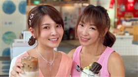 謝京穎（左）跟段慧琳享受台中美食。（圖／民視提供）