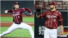 ▲樂天桃猿陳柏豪、魔神樂正在爭奪救援王、勝投王。（圖／樂天桃猿提供、記者劉彥池攝影）