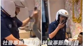 北市褚男違規穿越馬路，躲進舅舅越南護膚店內，拒絕陸姓警員盤查。（圖／翻攝自社會事新聞影音）