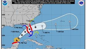 美國國家颶風中心（National Hurricane Center，NHC）指出，截至今天為止，颶風密爾頓再度增強為最高的5級颶風。（圖／翻攝自National Hurricane Center 
Ｘ）