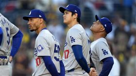▲大谷翔平敲出季後賽第2安，道奇不敵教士被聽牌。（圖／美聯社／達志影像）