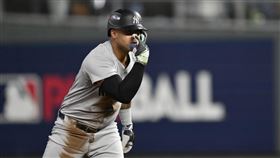 ▲托瑞斯（Gleyber Torres）打第1球敲出二壘安打，洋基1局上僅花3球得分。（圖／美聯社／達志影像）