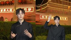 黃崴崴以手勢遮擋標語巧妙變成「中華民國萬歲」。（圖／翻攝自黃崴崴 IG）