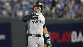 ▲賈吉（Aaron Judge）敲出今年季後賽首支長打。（圖／美聯社／達志影像）
