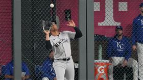 ▲索托（Juan Soto）在全壘打牆邊接殺皇家的追平轟。（圖／路透社／達志影像）