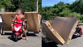 3名年輕人用機車拖著整棟房子走，畫面險象環生。（圖／翻攝自myroll_liuqiu）