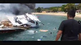 12日印尼北摩鹿加省一艘快艇突然起火後爆炸，造成省長候選人班尼在內6人死亡。（圖／翻攝自ｘ）