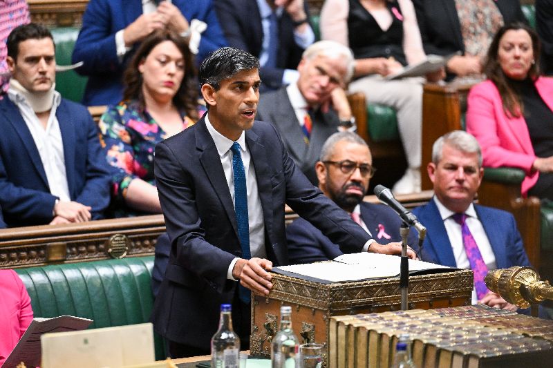 英國前首相、現任在野保守黨黨魁蘇納克曾關切中國台海軍演、以及政府疑似阻撓「前台灣總統」訪英,並呼籲捍衛台灣民主。(英國國會下議院提供)