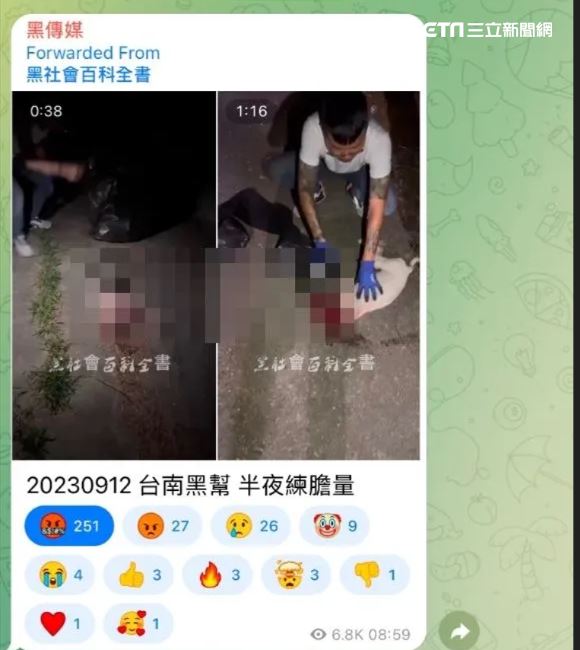 血腥殺害流浪犬的過程分享到社群，影片讓網友瞬間炸鍋，驚動警方抓人。（圖／翻攝畫面）