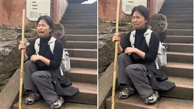 嫩妹遊峨眉山，慘遭「山道猴子」硬上！她痛哭大罵「你好醜」。（圖／翻攝自微博）