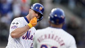 ▲阿隆索（Pete Alonso）國聯冠軍賽首轟是3分砲。（圖／美聯社／達志影像）