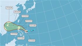 潭美颱風凌晨生成，最新預測路徑。（圖／中央氣象署）