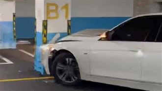 又見未成年偷開車!桃市15歲少年開BMW拒檢 猛撞停車場柱子