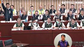 警察局長林炎田及17名分局長，被問到是否贊成死刑？結果毫不猶豫全高舉。（圖／翻攝畫面）
