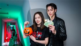 尹馨與曹佑寧26日為《鬼們之蝴蝶大廈》試膽場活動揭開序幕。（圖／劇匯文創提供）