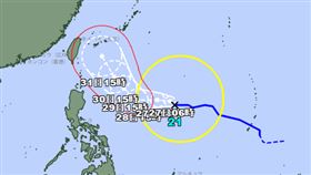 康芮胖成「強烈颱風」！路徑似凱米、山陀兒　31日半個台灣列警戒 圖／日本氣象廳