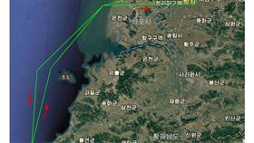 北韓發佈韓國軍方無人機航跡圖。（圖／翻攝自朝中社）