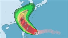 康芮颱風暴風可能到達的時間及機率。（圖／翻攝自中央氣象署）